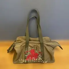 ミリタリーテイストボストンバッグ　ヴィンテージ　90’スタッズ　刺繍　スカル