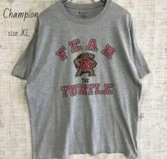 チャンピオン☆刺繍　半袖　Tシャツ　カレッジ　ビッグプリントロゴ　大学　XL