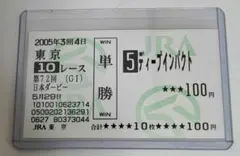 【タニノギムレット】日本ダービー(現地的中馬券／旧馬券) タニノギムレット】日本ダービー(現地的中馬券／旧馬券) Yahoo