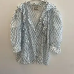 【極美品】エスゼットブロックプリント　ロンハーマン　ノーカラーブラウス　フレア 極美品】エスゼットブロックプリント ロンハーマン ノーカラー