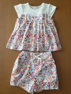 花柄セットアップ 100cm 女の子 おでかけや遊び着に♪