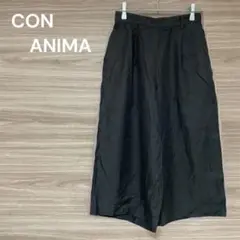 CONANIMA【Ｍ】黒 ガウチョパンツ　綿混　8分丈　後チャック