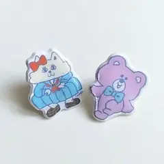 SWIMMER ピンバッジ セーラー服ネコ&くまさん