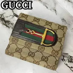 グッチ 折り財布 シェリーライン ホースビット Wホック GG柄 レザー