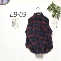 8525-1 エルビーゼロスリー LB-03 チェック柄ネルシャツ カジュアル