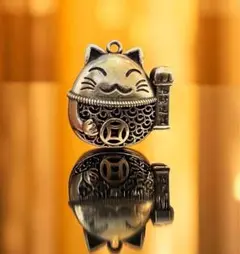 真鍮 　招財進寶　金色の招き猫　福　キーホルダー　キーリング　開運 開運 風水