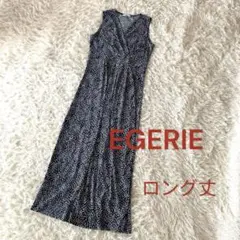 ♦︎エジェリ　ドット柄　ノースリーブロング丈ジャージーワンピース　青