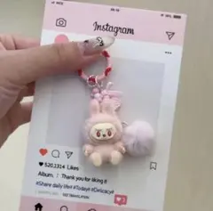 ラブブ キーリング(ピンク) らぶぶ Labubu キーホルダー 大人気 可愛い