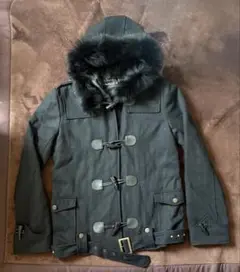 ダッフルコート 黒ファー付　メンズM