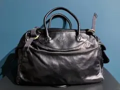Jas M.B. 黒 レザー ボストンバッグ