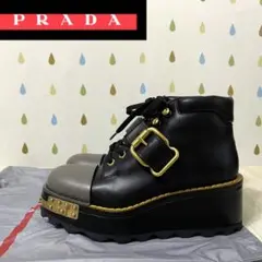 美品 PRADA SPORT プラダ スポーツ プラットフォーム ベルト ブーツ
