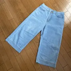 商談中　ライトブルー ワイドデニムパンツ 、デニムガウチョパンツ　L