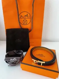 値下げしました!未使用!エルメス レザーブレスレット アピ3 ブラック×ゴールド