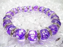 〇【パープルクラック水晶×ロンデル】玉経10㎜ ブレスレットパワーストーン