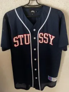 STUSSY ステューシー メッシュ ベースボールシャツ ゲームシャツ ネイビー