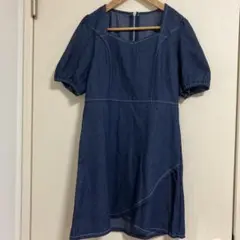 ワンピース　clear デニム　ネイビー　半袖　フリーサイズ　タグ付き