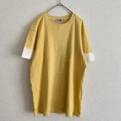 ジュリアーノフジワラ 半袖 Tシャツ L 綿 日本製 カットソー バイカラー