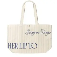herlipto ストライプ トートバッグ Large Tote ネイビー