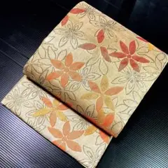 正絹 袋帯ゴールド 花 No2503
