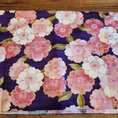 八重桜　紫色　和柄生地