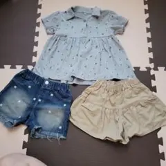 【まとめ売り】花柄トップスとショートパンツセット120cm