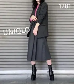 1281 UNIQLO ユニクロ サイドプリーツナロースカート チェック
