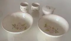 イマンダイアナローズ浪漫和陶器ミニカップ２個＆13cm鉢２個＆薬味入れ１個