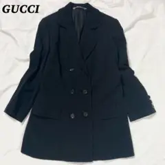 【美品】GUCCI チェスターコート ダブル 黒 40 ストライプ ホースビット
