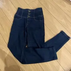 FUN ハイウエストスキニーデニム M ダークブルー