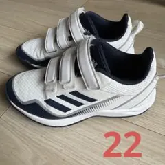 adidas ベルクロ　スニーカー ホワイト/ネイビー　22