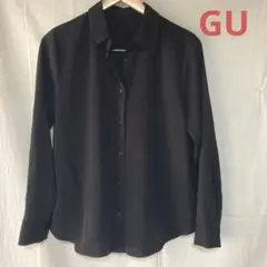 GU レディース 長袖シャツブラウス ブラック M シンプル