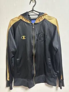 Champion ブラック/ゴールド フルジップフーディOサイズ