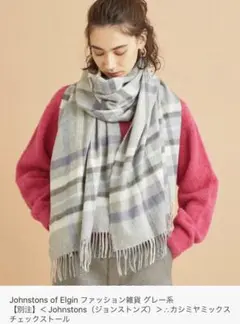 ジョンストンズ カシミアミッキスチェックストール【定価42350円】