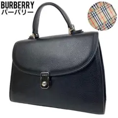 ✨美品 Burberry バーバリー ハンドバッグ ノバチェック レザー 黒