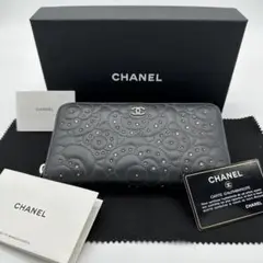 ✨付属品完備✨シャネル マトラッセ スタッズ カメリア ラウンドファスナー