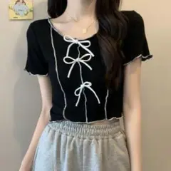 ZOZOTOWN Achic リボンショート丈トップス