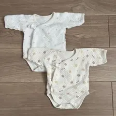 送料無料⭐︎美品⭐︎くま柄&星 コットンベビー肌着2枚セット 50-60 新生児