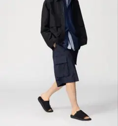 ユニクロC ワイドフィットカーゴハーフパンツ ネイビー　sサイズ　完売品