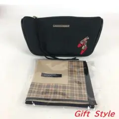 BURBERRY バーバリー ポーチ＆ハンカチ ギフトセット ブラック