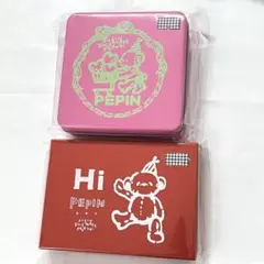 PEPINさん⭐️貼り箱/赤　缶/ピンク　2点set