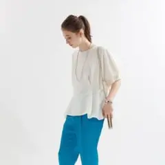 【ROUGE VIF】タックドルマンブラウス　白　SIZEF