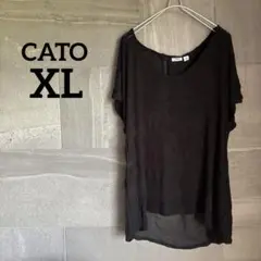 CATO ブラック 【XL】半袖Tシャツ チュニック 薄手 シースルー