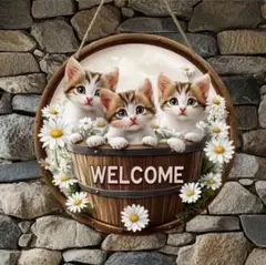 看板 プレート ねこ 子猫 猫 雑貨 リース ウェルカムボード ガーデニング 花