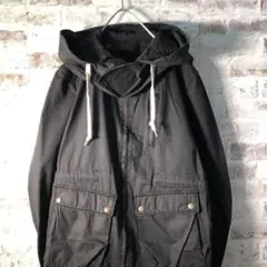【ヴィンテージ】レトロ 無地ミリタリージャケット 古着used W6