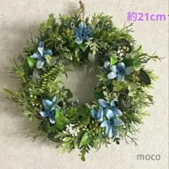m54☆グリーンリース　フラワーリース　造花リース　玄関リース　夏リース