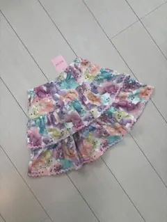 新品タグ付♡ メゾピアノ　カラフル可愛いクマさん　キュロットスカート 130cm