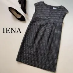 IENA フレンチスリーブ ノースリーブ ワンピース ドット 水玉 柄 タック