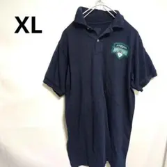 半袖ポロシャツ 　ネイビー　紺色　ロゴ　XL　海外　US古着
