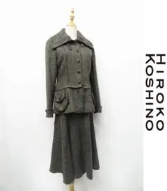 A201/美品 HIROKO KOSHINO セットアップ ツイード リネン混