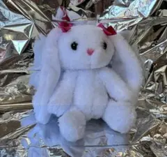 ふわふわ！白いうさぎのぬいぐるみ・リボン付き・ハンドメイド